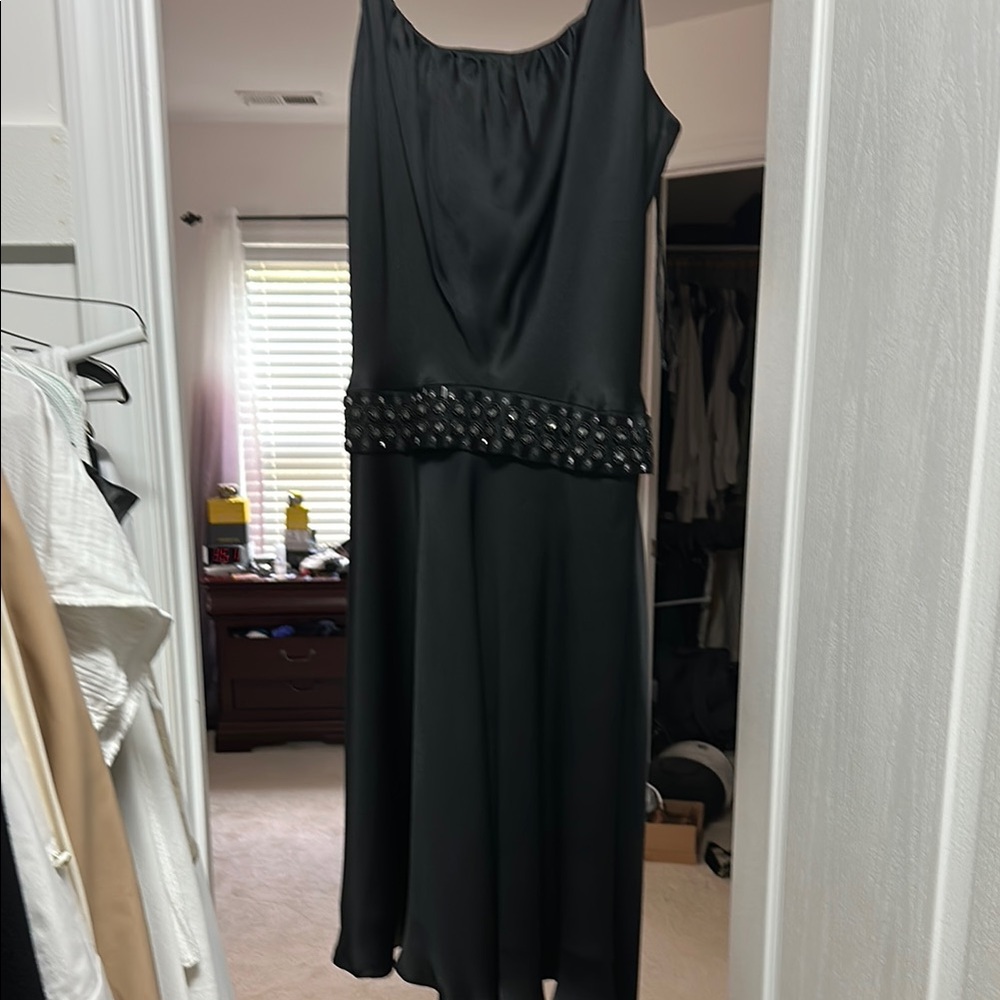 Anne Klein Black Dress with Embellished Waist